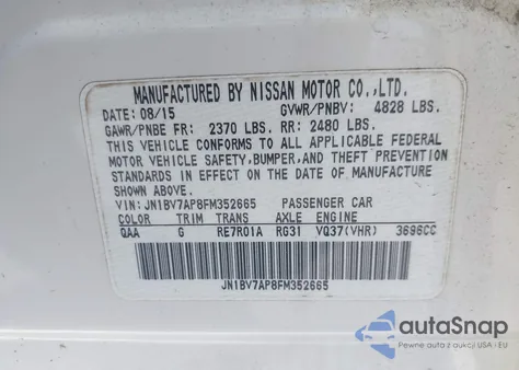 2015 Infiniti Q50 из США, поврежденный, VIN JN1BV7AP8FM352665